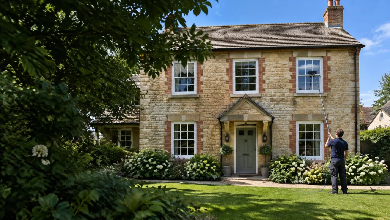 Illustrative window cleaning at a Wiltshire-style home